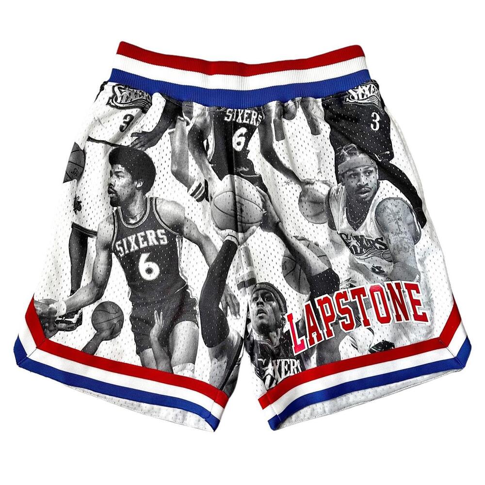 NWT Lapstone Mitchell & Ness Icon Collage 76ers Shorts Men's M